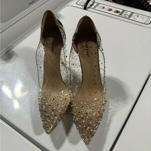 Studded pointed toe heels